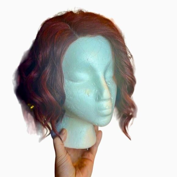 Lace Front Burgundy Asymmetrical Synthetic Bob Wig Size OS - Picture 2 of 7